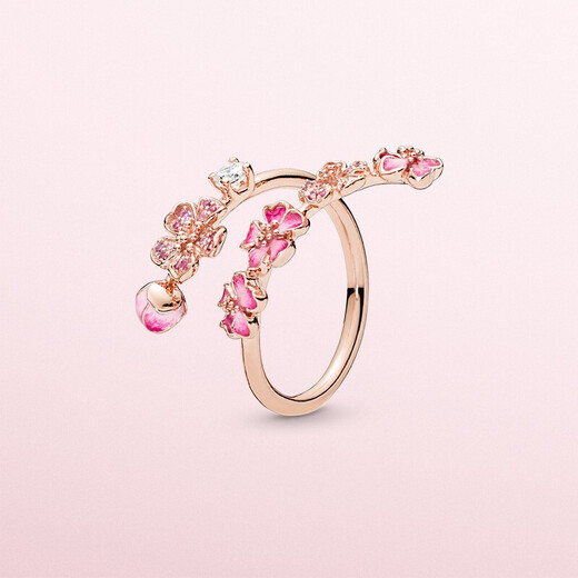 PANDORA Peach Blossom Series Rose Ring Rose Gold Open Style Stacking Birthday Gift