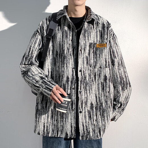 良茨胖子大码牛仔外套男春秋棒球服潮牌牛仔夹克宽松大码套装夹克男 A001-J683蓝色 4XL 185-205斤