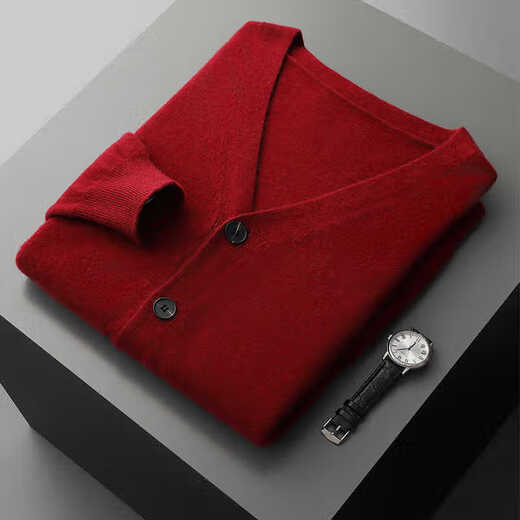 Soul Wake Ordo Kaschmirfamilie Wolle Strickjacke Herren V-Ausschnitt Feste Farbe Langarm Wolle Wolljacke lässig Wide Dark Grey L.
