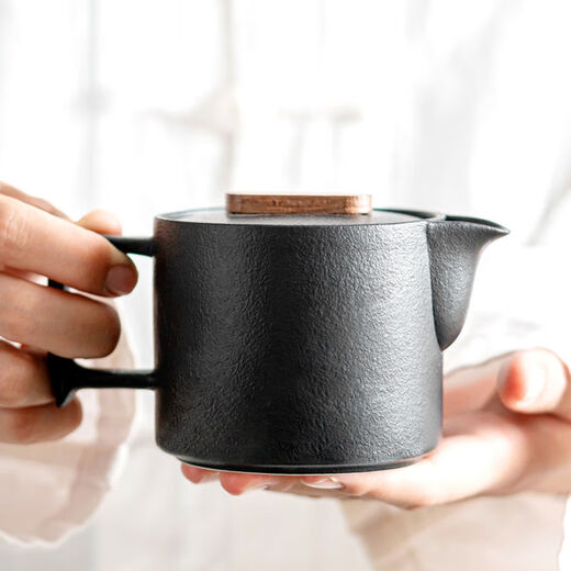 Sishe Tea Garden coarse pottery small teapot single pot tea water separation Kungfu tea set side handle pot home office teapot S Taoyun coarse pottery teapot hand-held teapot