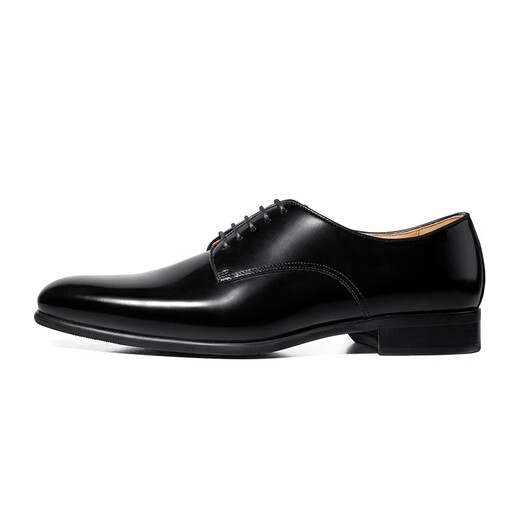Thom Wills Lederschuhe Herrengeschäftsgeschäft formelle Verschleiß Runde Zehen Derby Schuhe handgefertigt echtes Leather Britisch britische Soft Sohle Männerschuhe Sommer Schwarz D1591-1 42/8 Größe