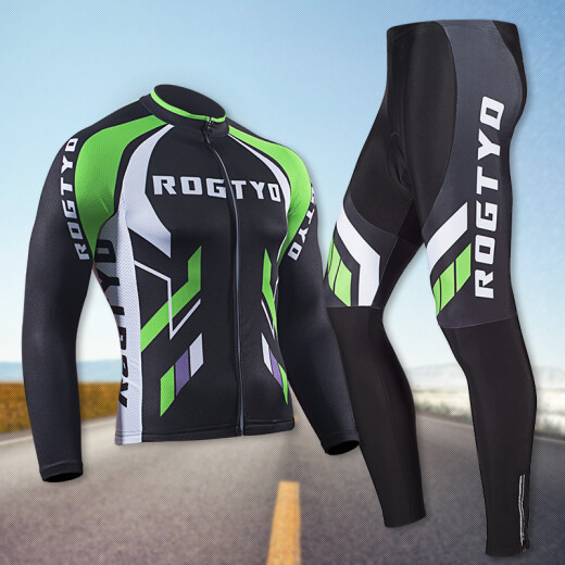 ROGTYO long-sleeved cycling suit suit bicycle tops and pants for men and women in spring, summer and autumn thin breathable sweat-wicking sunshade clothing bicycle mountain bike outdoor riding equipment RT38-6M