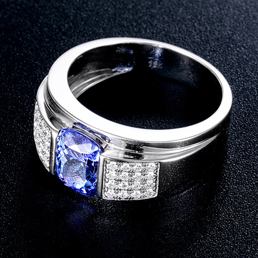 OUCERNY Tanzanite Ring Natural Tanzanite Colored Treasure Women's 18K Gold Inlaid Diamond Gemstone Women's Ring (Ready Shipping) 13 Circles