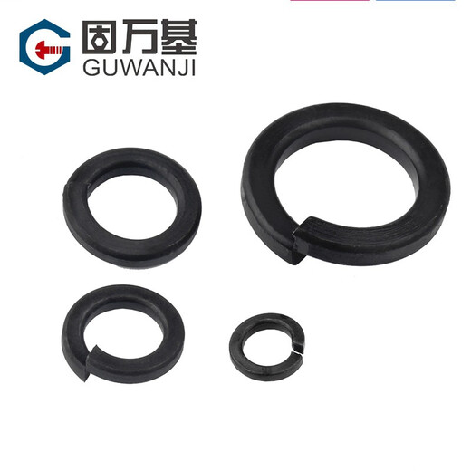 Guwanji 8.8 grade iron black thickened open elastic washer widened spring washer flat washer elastic washer flat washer national standard M8 200 pieces 8.8 grade black