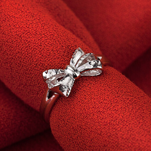 Yuanshengfu new fashion platinum PT950 ring women's versatile bow platinum ring adjustable 3.69 g