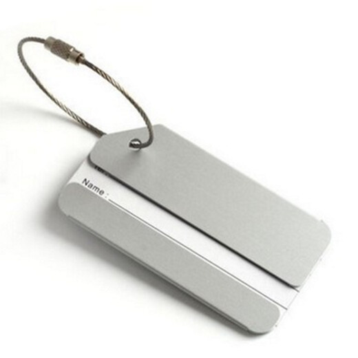 Benzheni Suitcase Aluminum Alloy Luggage Tag Metal Boarding Pass Suitcase Consignment Tag Trolley Case Identity Tag Including Handwritten Card Brushed Silver