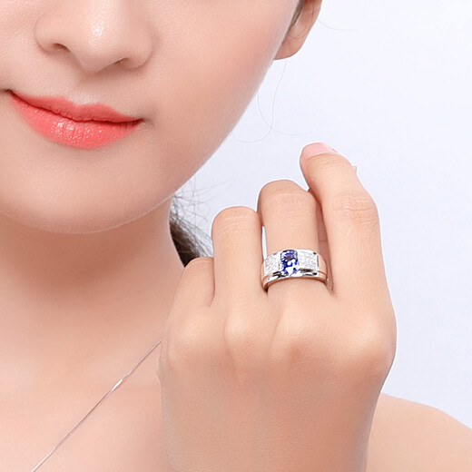 OUCERNY Tanzanite Ring Natural Tanzanite Colored Treasure Women's 18K Gold Inlaid Diamond Gemstone Women's Ring (Ready Shipping) 13 Circles