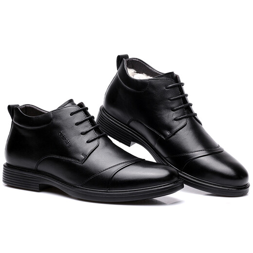 Strongman 3515 Strongman Herren -Baumwollschuhe Business Casual Lederschuhe Winter Warm Wollschuhe Herrenlederschuhe DC12609 Schwarz 38