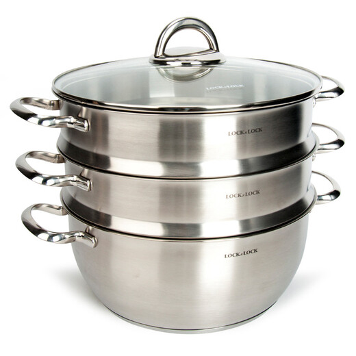 LOCK&LOCK 304 stainless steel steamer pot 28cm steamer set three layers LCM2287SW-3 3 layers 28cm