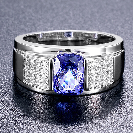 OUCERNY Tanzanite Ring Natural Tanzanite Colored Treasure Women's 18K Gold Inlaid Diamond Gemstone Women's Ring (Ready Shipping) 13 Circles