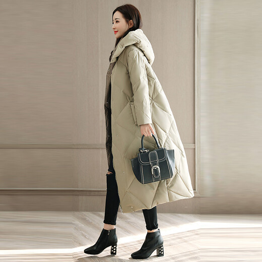 Sustory Women's 2017 Winter Long Sleeve Thickened Long Style Korean Style Loose Hooded Solid Color Versatile Elegant Down Jacket HPSU894 Champagne M