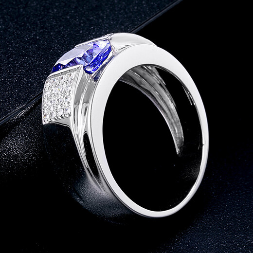 OUCERNY Tanzanite Ring Natural Tanzanite Colored Treasure Women's 18K Gold Inlaid Diamond Gemstone Women's Ring (Ready Shipping) 13 Circles