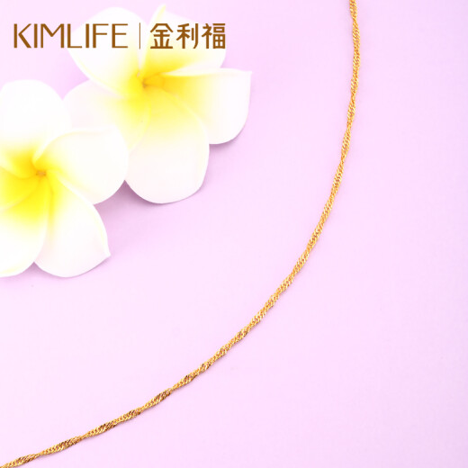 Jinlifu Jewelry gold necklace pure gold wide version twist chain women's gold chain about 3.26-3.36 grams