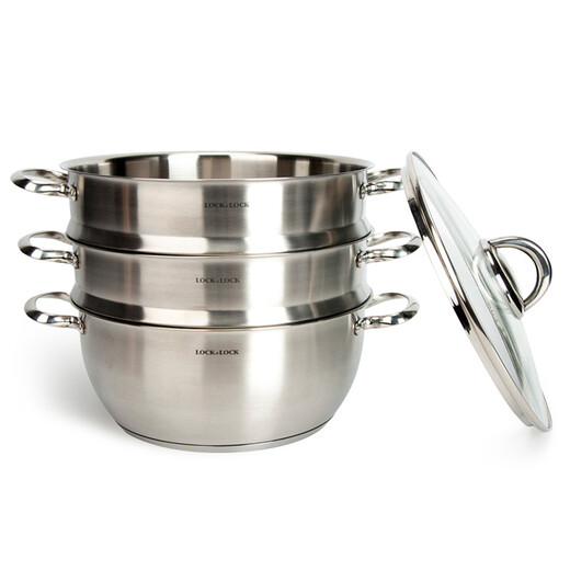 LOCK&LOCK 304 stainless steel steamer pot 28cm steamer set three layers LCM2287SW-3 3 layers 28cm