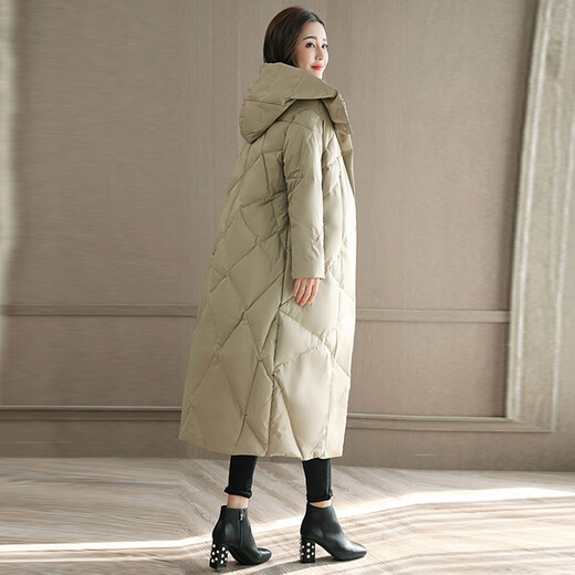 Sustory Women's 2017 Winter Long Sleeve Thickened Long Style Korean Style Loose Hooded Solid Color Versatile Elegant Down Jacket HPSU894 Champagne M