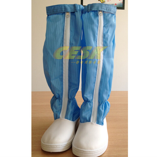 CESK long tube shoes leather high tube boots clean shoes purification dustproof and electrostatic dust-free workshop clean room PU soft sole PVC sole working boots blue tube PVC sole 40