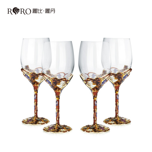 罗比罗丹 金色收获玻璃红酒杯套装珐琅彩工艺品酒具乔迁开业礼品 R-9226J