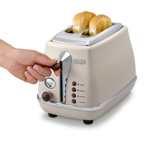 Delonghi CTO2003.VBG toaster icona retro breakfast series 2-slice home bread machine cream white