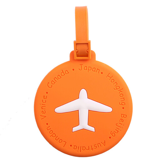 Banzheni suitcase silicone lanyard luggage tag travel luggage cartoon checked luggage tag luggage boarding identification tag with handwritten information paper card orange