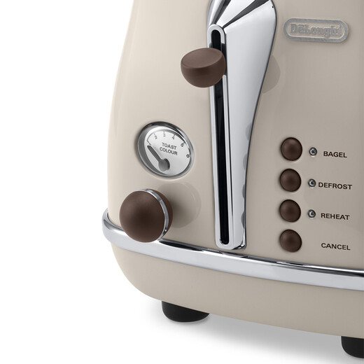 Delonghi CTO2003.VBG toaster icona retro breakfast series 2-slice home bread machine cream white