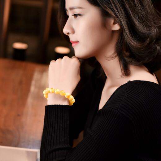 OUCERNY White Flower Nectar Bracelet Unoptimized Full Honey Round Beads Beeswax Amber Men's and Women's Bracelet Baltic Sea 11mm+ Randomly selected for delivery