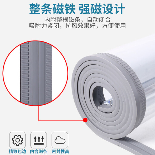 Mingxiang paramagnetic door curtain transparent PVC self-priming air-conditioning soft door curtain thermal insulation windproof cold storage antifreeze plastic partition curtain gray 90*220 (45 width two pieces)
