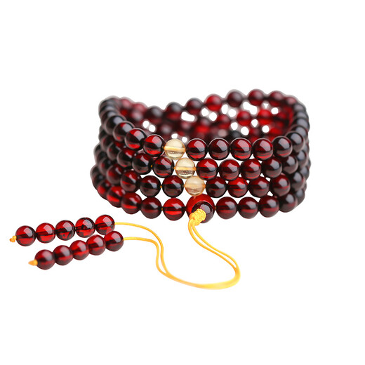 MUJUE Amber Bracelet for Men and Women Multi-circle Blood Amber Bracelet DIY Beeswax Hand Decoration Buddha Beads 108 Round Beads Bead Diameter Approximately 5-6mm
