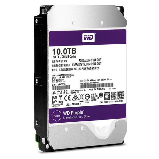 Western Digital (WD) Purple Disk 10TBSATA6Gb/s256M Surveillance Hard Drive (WD100EJRX)