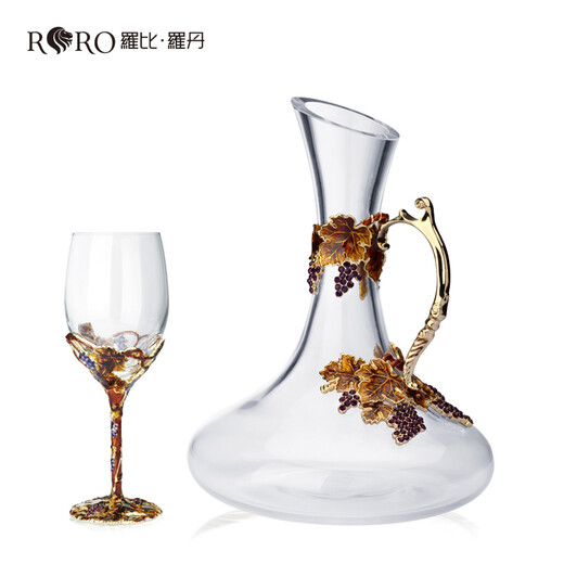 罗比罗丹 金色收获玻璃红酒杯套装珐琅彩工艺品酒具乔迁开业礼品 R-9226J
