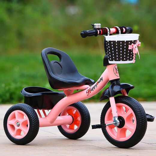 Misate children's tricycle bicycle 1-3-5-2-6 years old baby large toy push bicycle stroller upgraded foam wheel pink