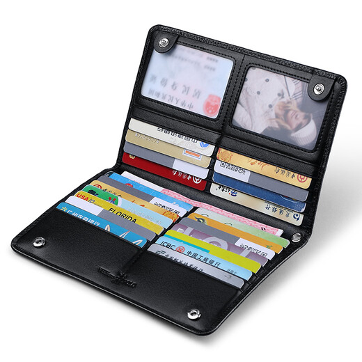 WILLIAMPOLO Emperor Paul Men's Card Bag Ultra-thin Multi-Card Large Capacity Card Clip Men's Business Bank Card Case Trendy Black Cross Pattern