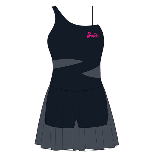 Barbie swimsuit women's conservative small breasts gathered sexy one-piece dress swimsuit covering belly and making it look slim and flat corner Korean hot spring swimsuit black L