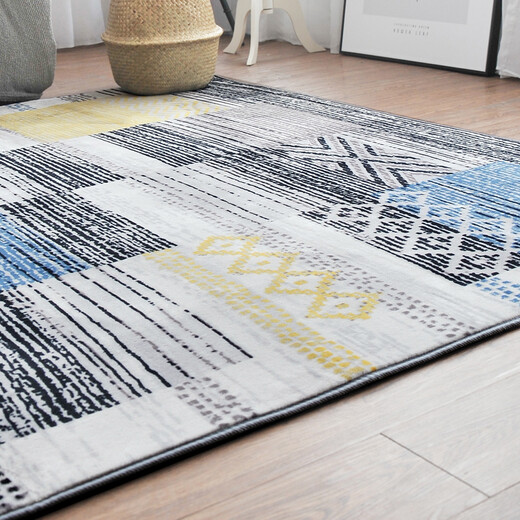 Zhonghong simple modern living room carpet suede tatami plaid coffee table mat bedroom bedside blanket Nordic full bed bedside blanket comfortable non-slip sleepable European and American European style full bed machine washable cat-like Roman grid 200*240CM