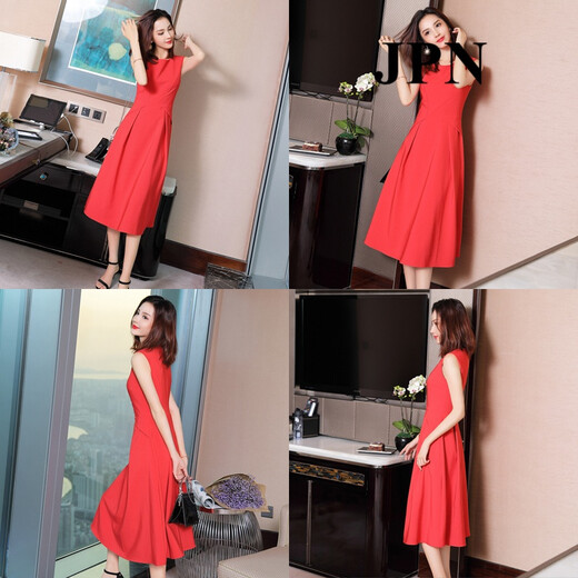 
JPN Hong Kong trendy sleeveless dress for women 2025 new temperament goddess Fan Mingyuan party vest skirt A-line skirt summer white dress L