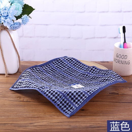 Gold size pure cotton small square towel for men, business couples, children's face towel, dark soft absorbent plaid children's face towel, sweat-proof towel 30*30CM, blue