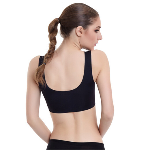 CAWIE Ice Silk Seamless Wireless Bra One-piece Bottoming Vest Anti-exposure Tube Top Bra Short Style with Breast Pads for Beautiful Back Black