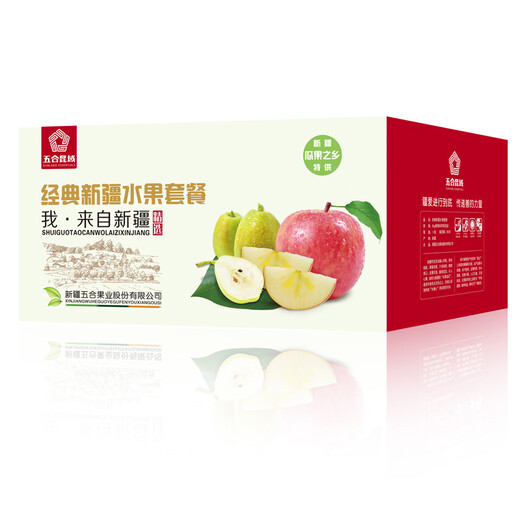 五合昆域 新疆阿克苏冰糖心苹果&库尔勒香梨 总重约5kg 双拼礼盒装