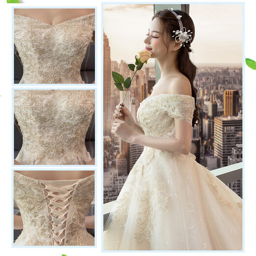 Fatiya Bride Wedding Master Vestido de novia 2024 NUEVO Color de champán Bandas de gran tamaño Tamil