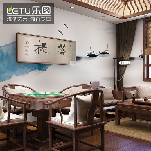 英国 乐图（LETU）水墨国画壁画无缝大型壁纸墙纸客厅电视背景墙卧室定制墙布G-897 皇家丝绢壁布（无缝）