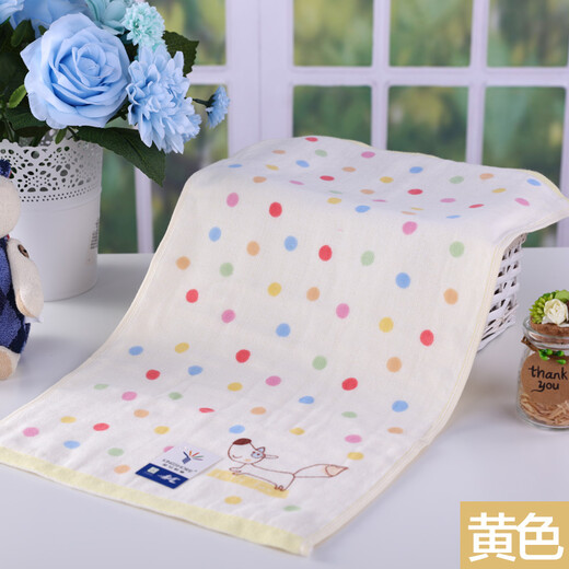 Gold number pure cotton cartoon Wu Nian double-layer gauze children's towel Household ladies face wash towel Kindergarten face wash towel sweat towel children's towel soft and absorbent 52*28CM red, yellow and blue 3 pack
