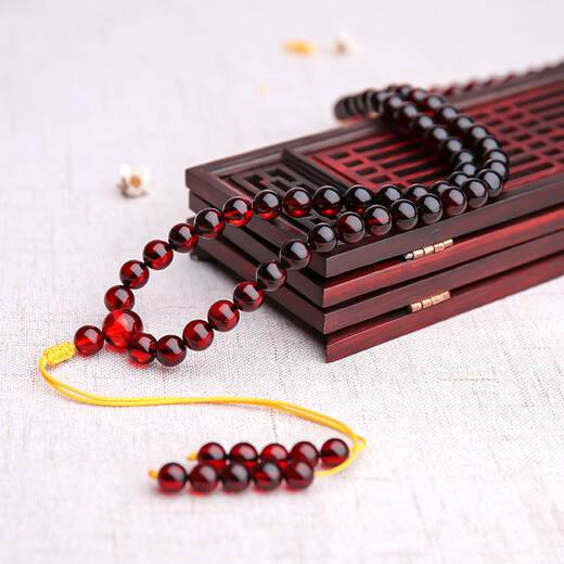 MUJUE Amber Bracelet for Men and Women Multi-circle Blood Amber Bracelet DIY Beeswax Hand Decoration Buddha Beads 108 Round Beads Bead Diameter Approximately 5-6mm