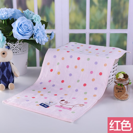 Gold number pure cotton cartoon Wu Nian double-layer gauze children's towel Household ladies face wash towel Kindergarten face wash towel sweat towel children's towel soft and absorbent 52*28CM red, yellow and blue 3 pack