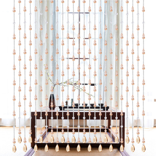 Sophia Bead Curtain Crystal Gourd Partition Bathroom Door Curtain Partition Entrance Bedroom Living Room Full of 21 Finished Curtains 1.25 Meters High (Dengke Gold Champagne)