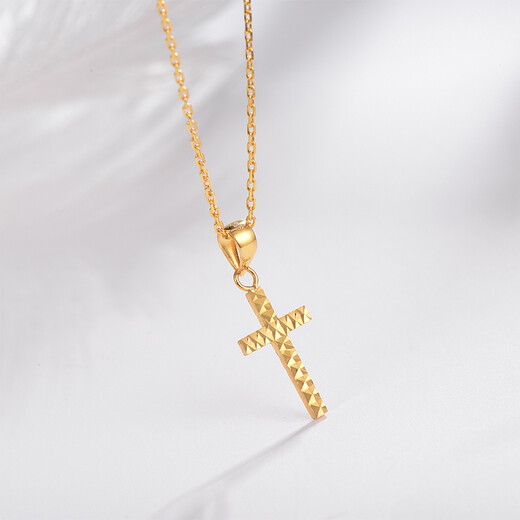Ming brand jewelry 18K gold color k yellow split flower cross simple pendant necklace CSC0070 pricing split flower single pendant about 0.26-0.40 grams
