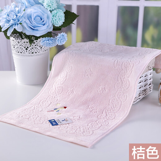 Gold number pure cotton cartoon little rocket children's face wash towel cartoon cut velvet kindergarten face wash towel children's sweat towel soft and absorbent 52*27CM 48g yellow
