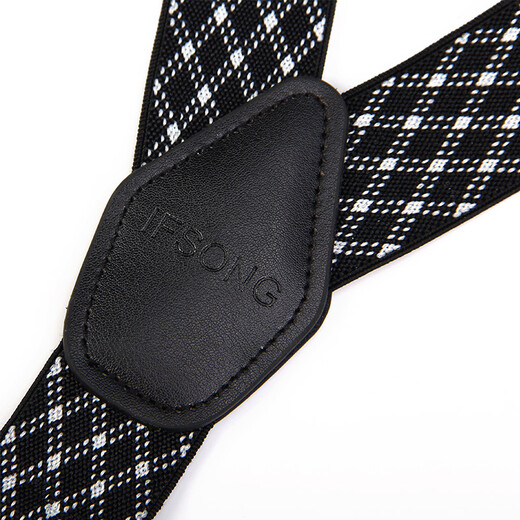 IFSONG Men's Suspenders Formal Business Suspenders Suspenders Suspenders Clip Black 3.5cm Gift Box Black Diamond Check 090G