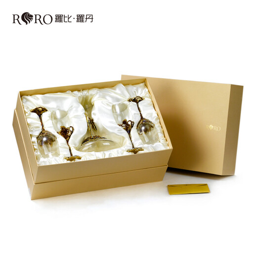 罗比罗丹 金色收获玻璃红酒杯套装珐琅彩工艺品酒具乔迁开业礼品 R-9226J