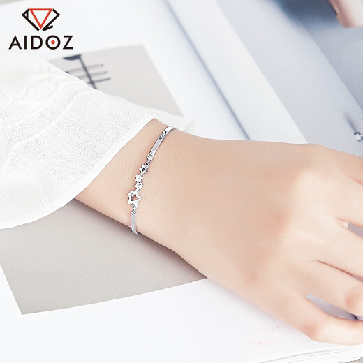 Aido Diamond pt950 platinum bracelet for women, fashion boutique, platinum lucky star bracelet gift for wife, stars connected, weight 7.0-7.2 grams + delivery certificate