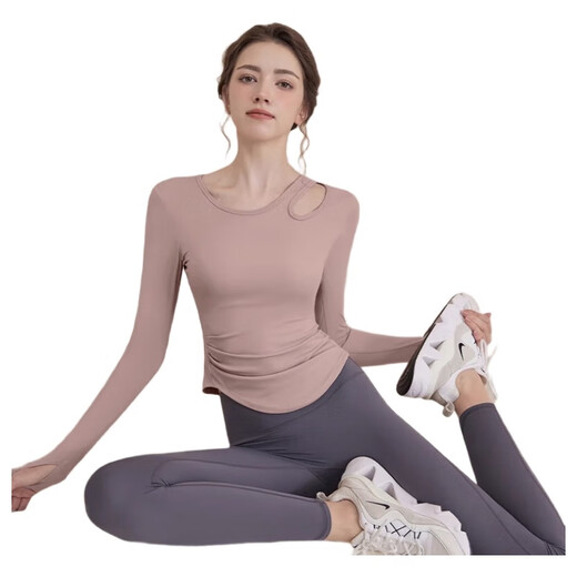 Youyou Yoga Wear Women's 2025 Spring and Autumn New Long-Sleeved Slim Sports Top Running Pilates Fitness Set 33441 Pink Long-Sleeved Top Fixed Cup Breast Pad M Recommended 100-115 Jin Jin equals 0.5 kg