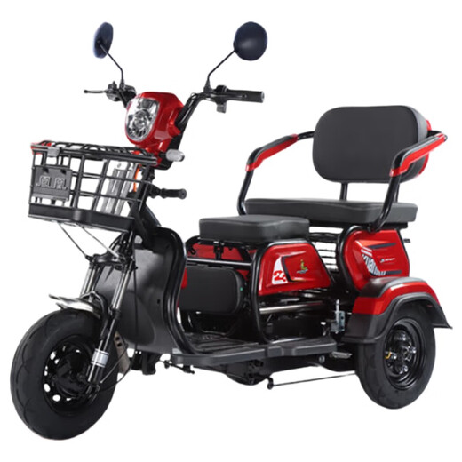 Phoenix (Phoenix) cool electric tricycle household small elderly walking electric vehicle tricycle elderly leisure battery car climbing model 800W丨60V24A black gold + battery life about 50 kilometers
